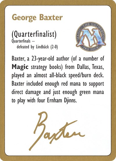 1996 George Baxter Biography Card