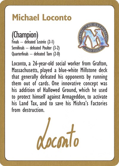 1996 Michael Loconto Biography Card