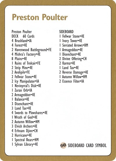 1996 Preston Poulter Decklist Card