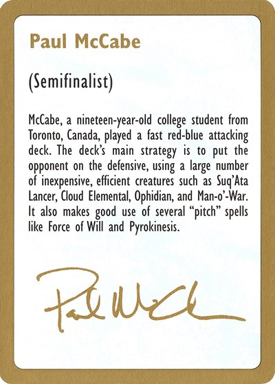 1997 Paul McCabe Biography Card