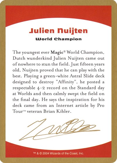2004 Julien Nuijten Biography Card
