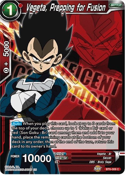 Vegeta, Prepping for Fusion