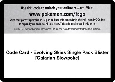 Code Card - Evolving Skies Single Pack Blister [Galarian Slowpoke]