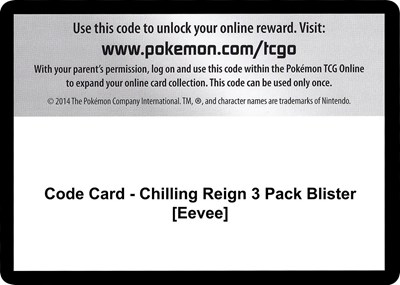 Code Card - Chilling Reign 3 Pack Blister [Eevee]