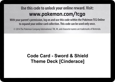 Code Card - Sword & Shield Theme Deck [Cinderace]