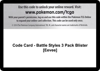 Code Card - Battle Styles 3 Pack Blister [Eevee]