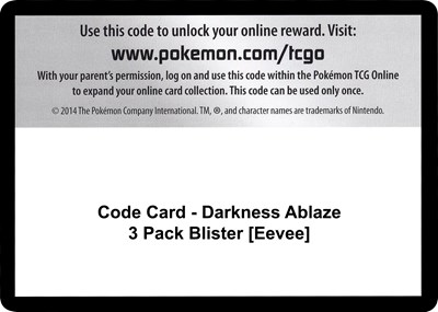 Code Card - Darkness Ablaze 3 Pack Blister [Eevee]
