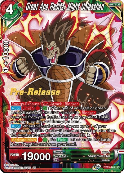 Great Ape Raditz, Might Unleashed