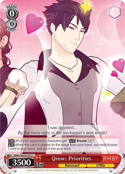 Qrow: Priorities