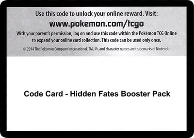 Code Card - Hidden Fates Booster Pack