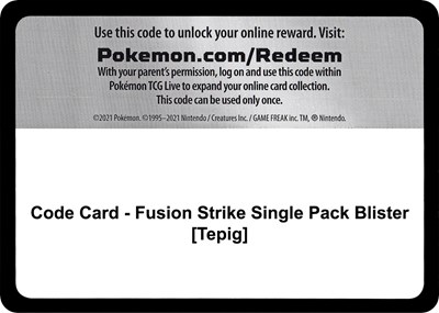 Code Card - Fusion Strike Single Pack Blister [Tepig]