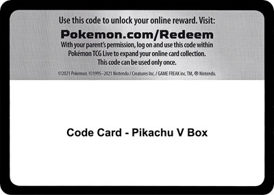 Code Card - Pikachu V Box
