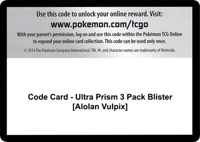 Code Card - Ultra Prism 3 Pack Blister [Alolan Vulpix]