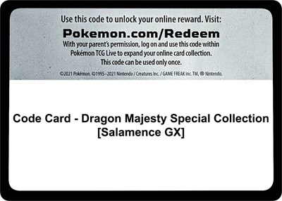 Code Card - Dragon Majesty Special Collection [Salamence GX]