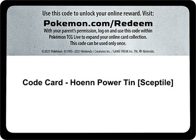Code Card - Hoenn Power Tin [Sceptile]