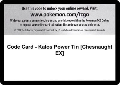 Code Card - Kalos Power Tin [Chesnaught EX]