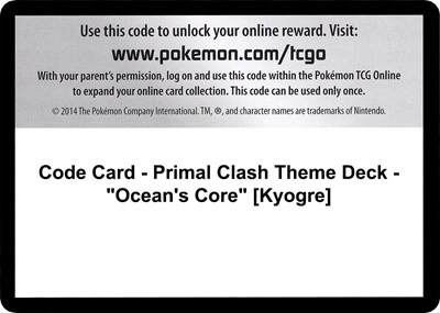Code Card - Primal Clash Theme Deck - "Ocean's Core" [Kyogre]
