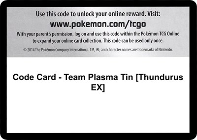 Code Card - Team Plasma Tin [Thundurus EX]