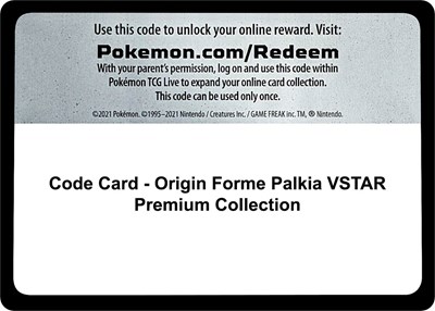 Code Card - Origin Forme Palkia VSTAR Premium Collection
