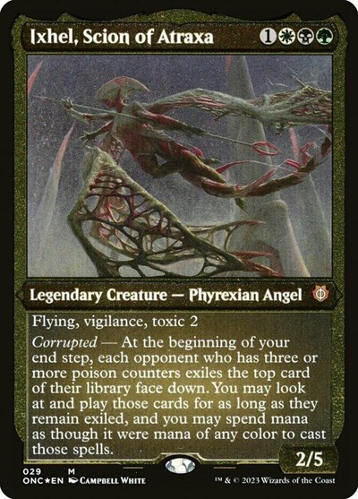 Ixhel, Scion of Atraxa (Display Commander) (Foil Etched) - Thick Stock