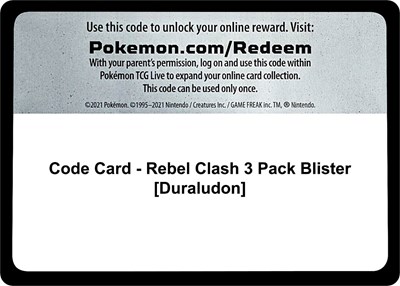 Code Card - Rebel Clash 3 Pack Blister [Duraludon]