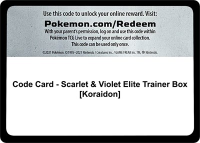 Code Card - Scarlet & Violet Elite Trainer Box [Koraidon]