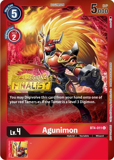 Agunimon - BT4-011 (2023 Regionals Finalist)
