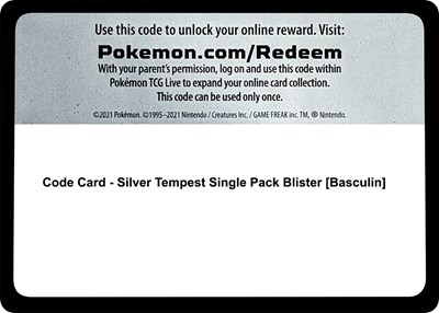 Code Card - Silver Tempest Single Pack Blister [Basculin]
