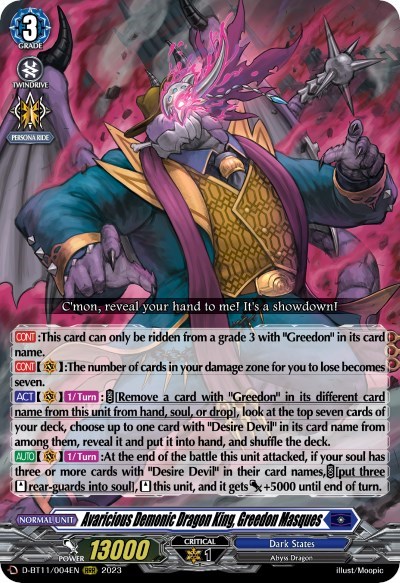 Avaricious Demonic Dragon King, Greedon Masques