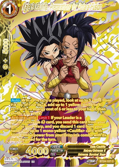 Kale & Caulifla, Preparations for Potara-Fusion (Collector Booster Gold)