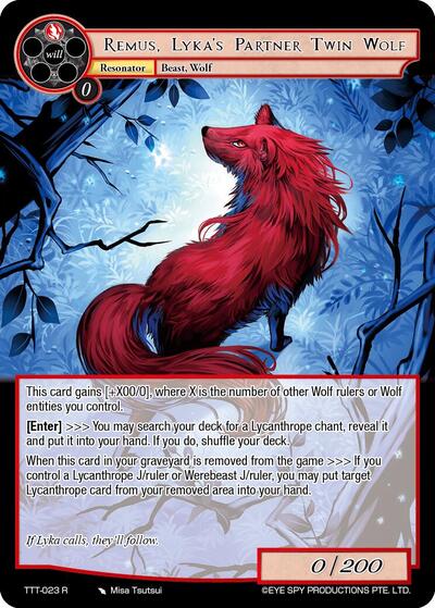 Remus, Lyka's Partner Twin Wolf
