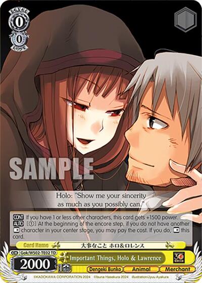 Important Things, Holo & Lawrence