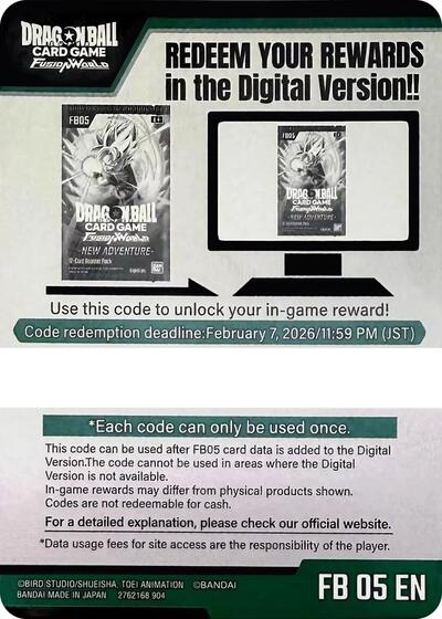 Code Card - New Adventure Booster (FB05)