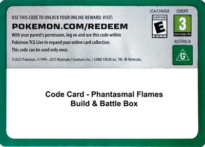 Code Card - Phantasmal Flames Build & Battle Box