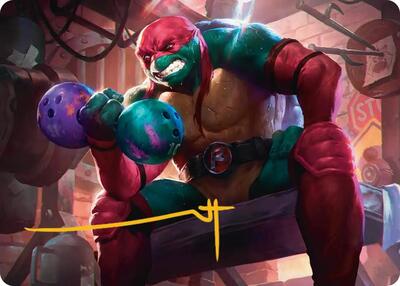 Raphael, Tough Turtle Art Card (Gold-Stamped Signature)