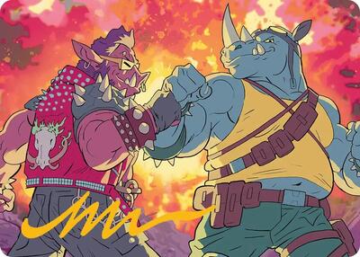 Bebop & Rocksteady Art Card (Gold-Stamped Signature)