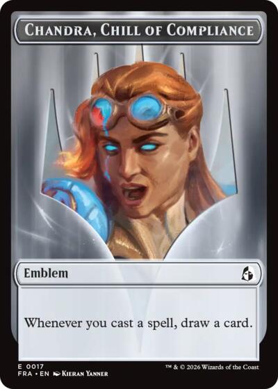 Emblem - Chandra, Chill of Compliance // Emblem - Chandra, Torch of Defiance Double-Sided Token